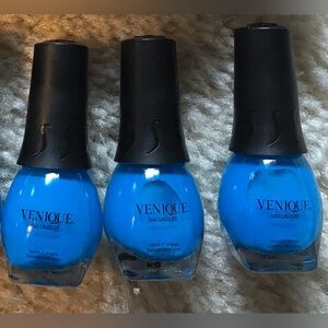 Venique Sock It To Me Blue 3.75 mL Trial Travel Size Nail Polish Lot Bundle Of 3